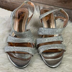 Mootsie Tootsies Ladies Strappy Silver Glittery Clear Heels, Size 6, Mo Jericho